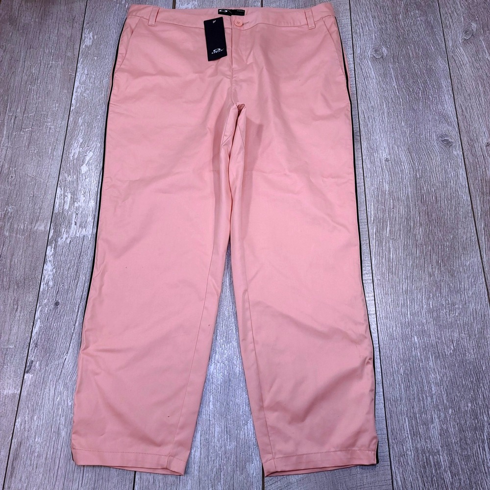 Oakley Bella Chino Golf Pants Women Size XL Pink Regular Fit Stripe Stretch